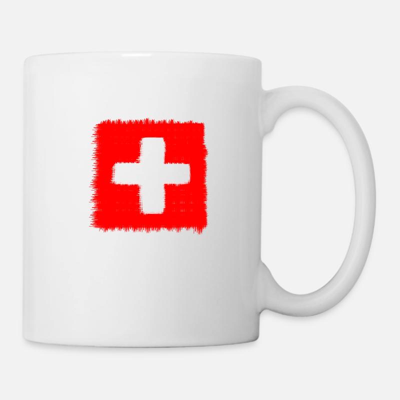 Schwiiz Flagge - Tasse - Weiß