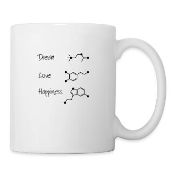 Dream Love Happyness - Moleküle - Tasse - Weiß - Rechts