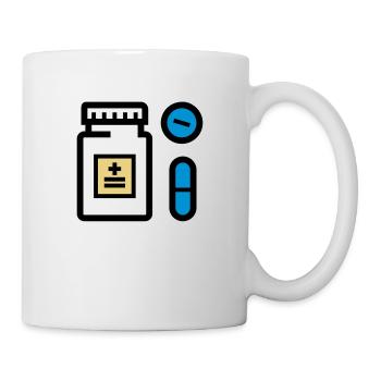 Pillen, Medikamente, Medizin, Drogen, Pillendose - Tasse - Weiß - Rechts