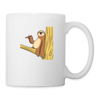 Chill Faultier rauchen Tier Geschenk - Tasse - Weiß - Rechts