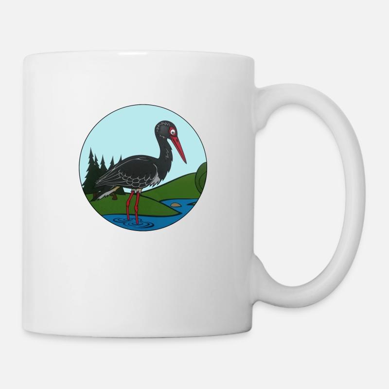 Schwarzstorch im Kreis - Tasse - Weiß