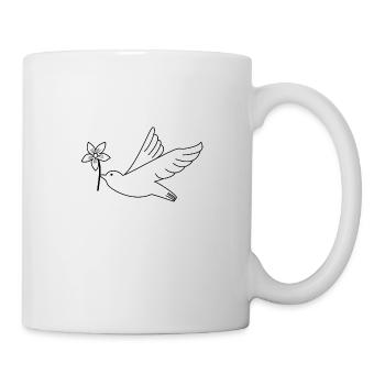 Dove flower peace luck hope flying - Mug - white - Right