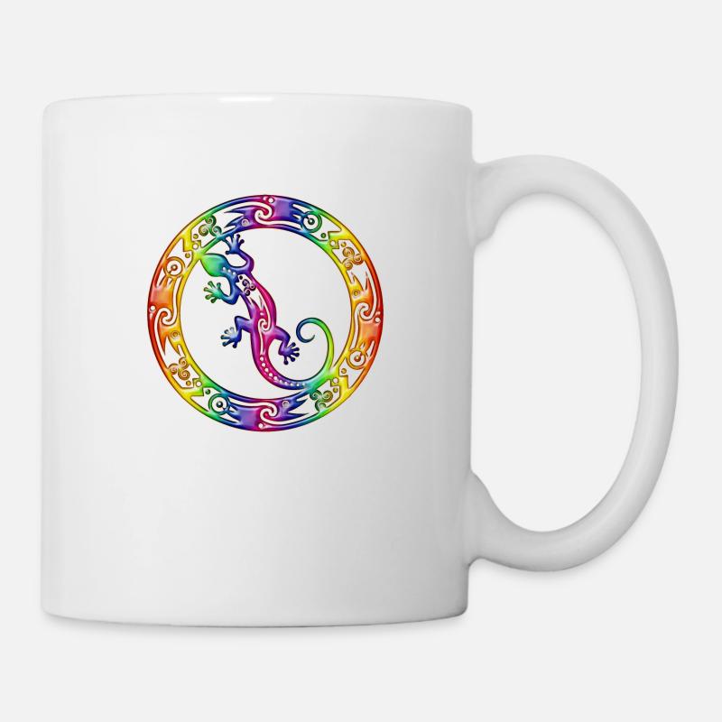 Gecko Ornament Rainbow - Tasse - Weiß