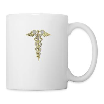 Caduceus (Arzt) Schmuck Kette Anhänger Bling Bling - Tasse - Weiß - Rechts