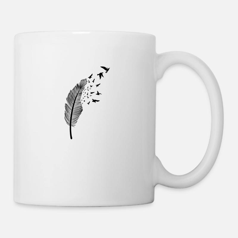Feder und Vogel - Tasse - Weiß