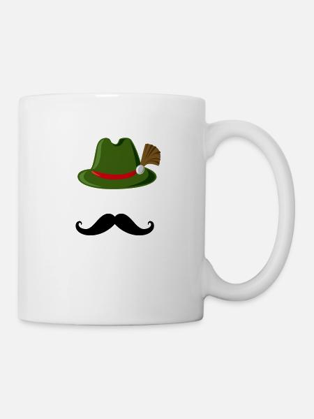 Bayrischer Gambsbarthut mit Mustache Geschenk - Tasse - Weiß