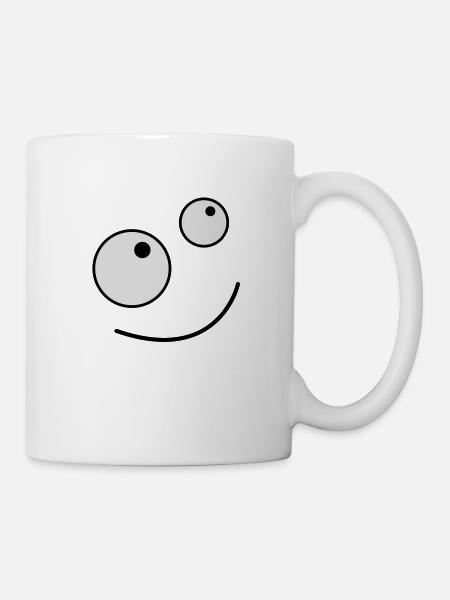 goofy Cartoon-Gesicht blickte lächelnd - Tasse - Weiß