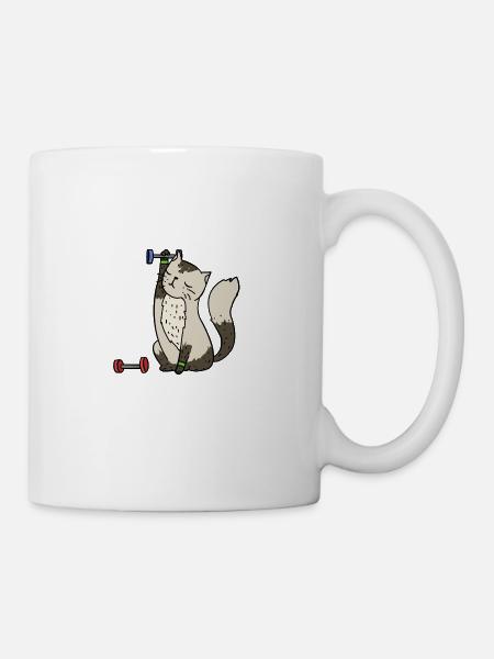 Chat en train de faire du sport - Mug blanc - blanc