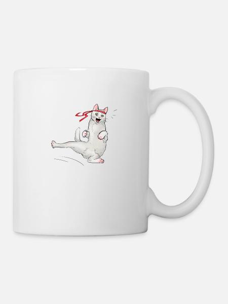 Katze beim Karate - Tasse - Weiß
