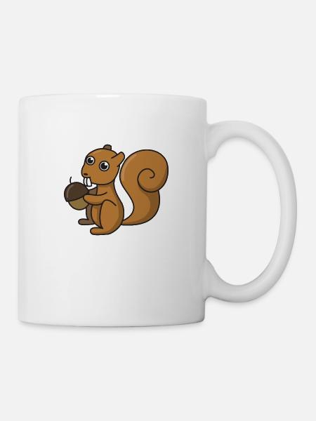 Écureuil, dessin animé, cadeau, écrou, forêt, animaux, enfants - Mug blanc - blanc