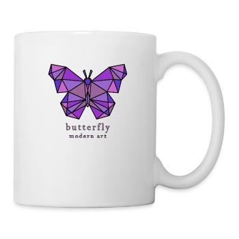 Butterfly purple logo, modern abstract art - Mug - white - Right