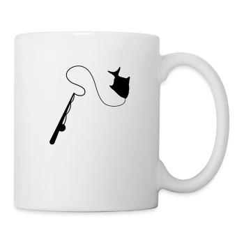 Fishing rod fisherman with a catch! hook line sink - Mug - white - Right