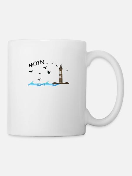 moin sagt man in Norddeutschland Küste Ostsee - Tasse - Weiß