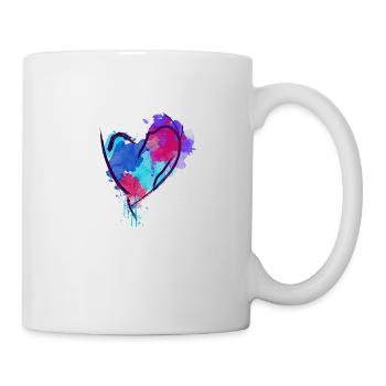 Heart drawn in watercolor - Mug - white - Right