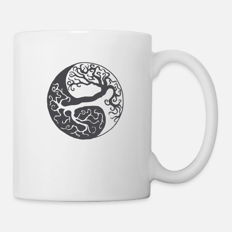 Cadeau de l'arbre de vie Yin Yang - Mug blanc - blanc