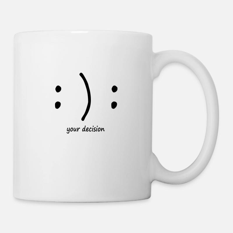heureux ou triste? Émotions smiley - Mug blanc - blanc