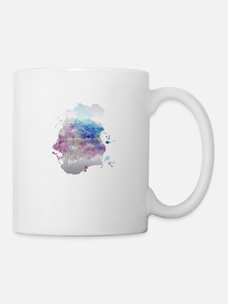 Fantasy Spiegel See Berge Farben Bunt Geschenk - Tasse - Weiß