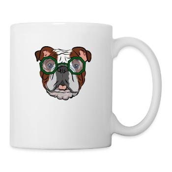 Bulldog with green glasses, gift idea - Mug - white - Right