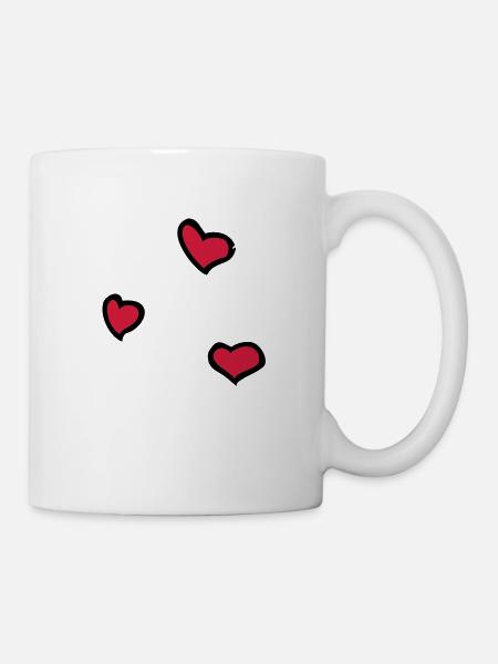Herzen, Hearts, Liebe - Tasse - Weiß