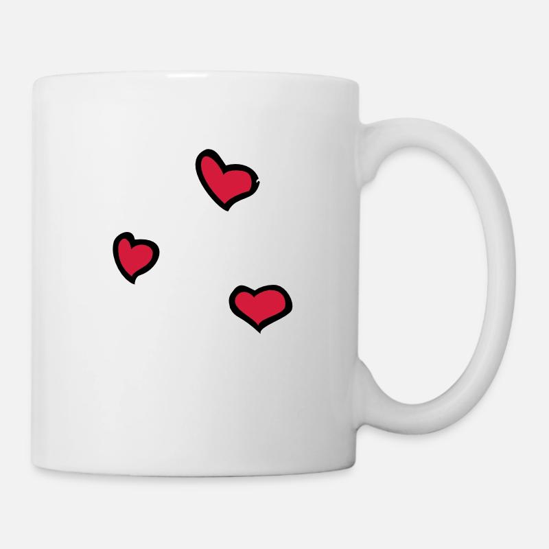 Herzen, Hearts, Liebe - Tasse - Weiß