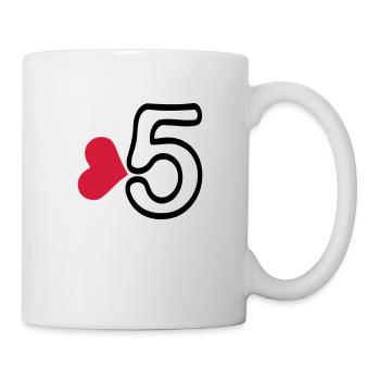 Number 5 & red heart - Mug - white - Right