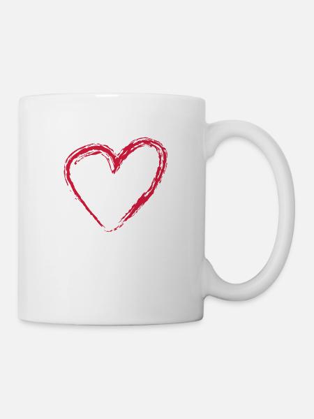 Herz Scratch Groß - Tasse - Weiß