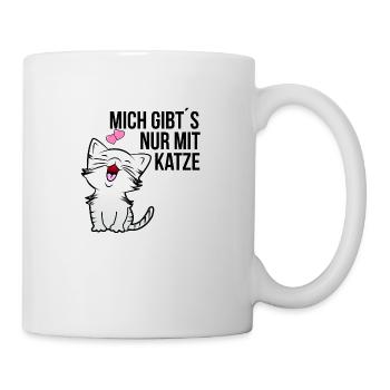 Nur mit Katze Katzen Kater Katzen Shirt Geschenk - Tasse - Weiß - Rechts