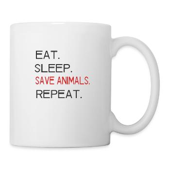 Bien-être des animaux - Mangez. Sommeil. Enregistrer les animaux. Répétez. - Mug blanc - blanc - Droite
