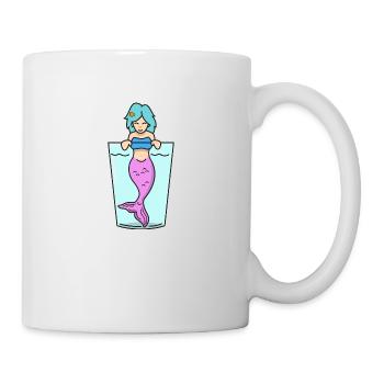 Meerjungfrau im Glas Geschenk Nixe Fabelwesen Meer - Tasse - Weiß - Rechts