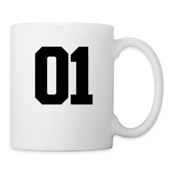 Nummer 01 große Zahlen Massive Ziffern - Tasse - Weiß - Rechts