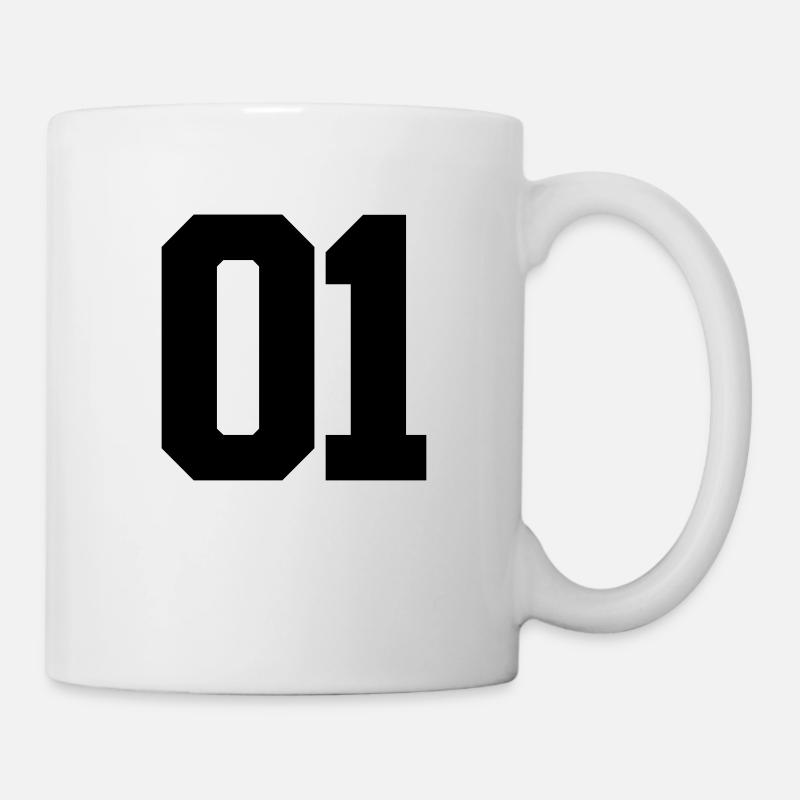 Nummer 01 große Zahlen Massive Ziffern - Tasse - Weiß