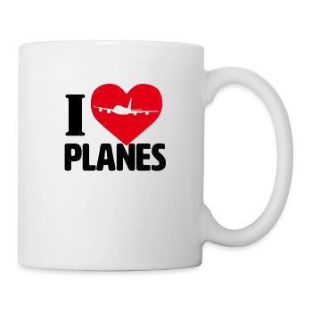 I love ,Planes ,Flugzeug ,Liebe, love - Tasse - Weiß - Rechts