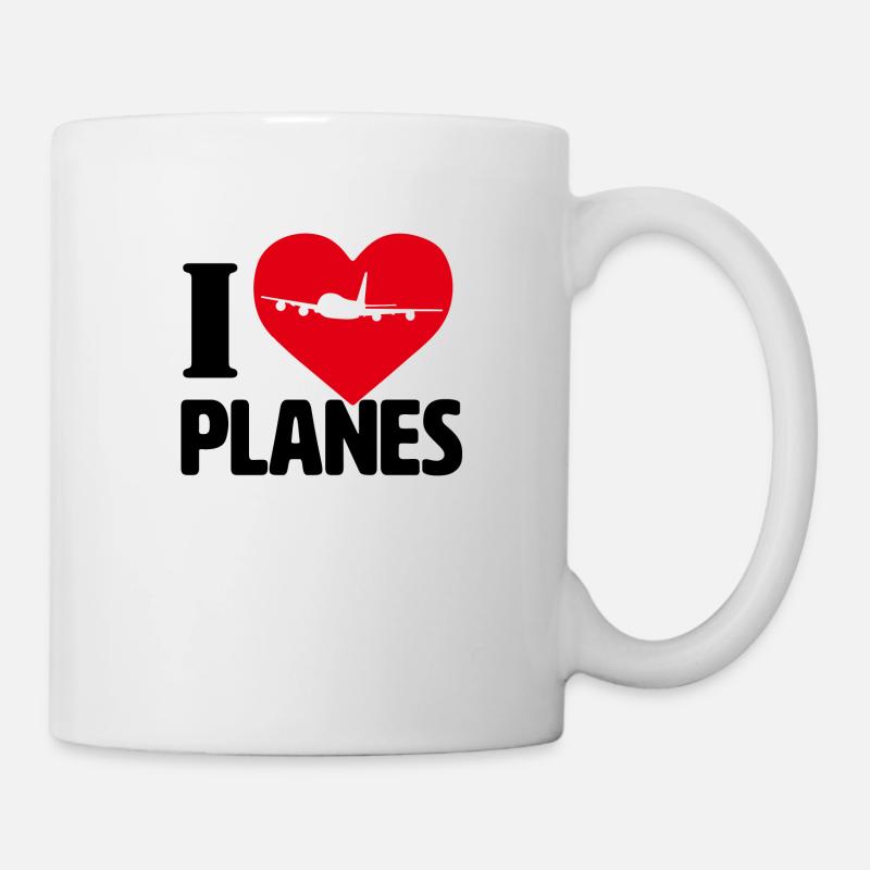 J'aime, avions, avion, amour, amour - Mug blanc - blanc