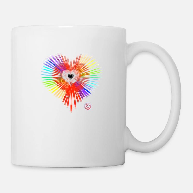 Regenbogen Herz - Tasse - Weiß