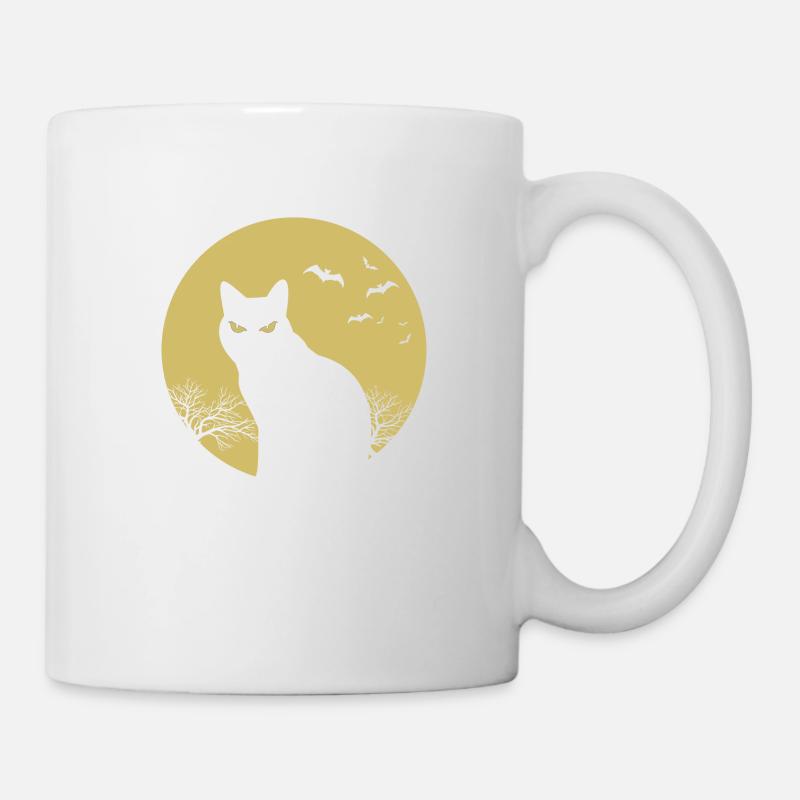 halloween Katze Mond - Tasse - Weiß