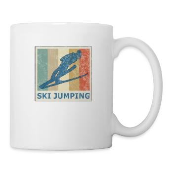 Vintage Retro Ski Weitsprung Skiflug Skispringen - Tasse - Weiß - Rechts
