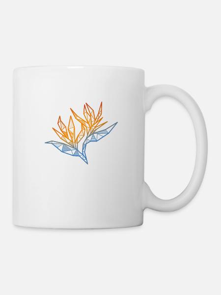 Paradiesvogel Blume geometrisch Geschenk Blumen - Mugg - vit