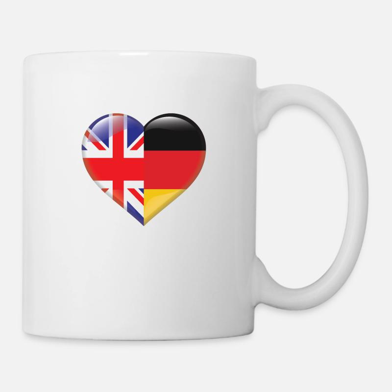 Coeur drapeau Angleterre Allemagne allemand cadeau - Mug blanc - blanc