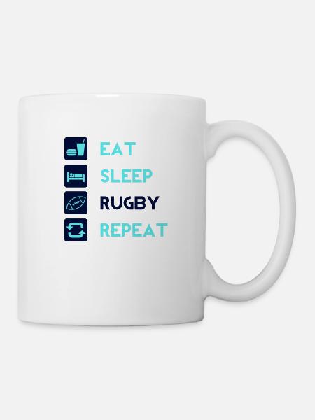 Mangez, dormez, rugby, répétez! Hommes femmes idée - Mug blanc - blanc