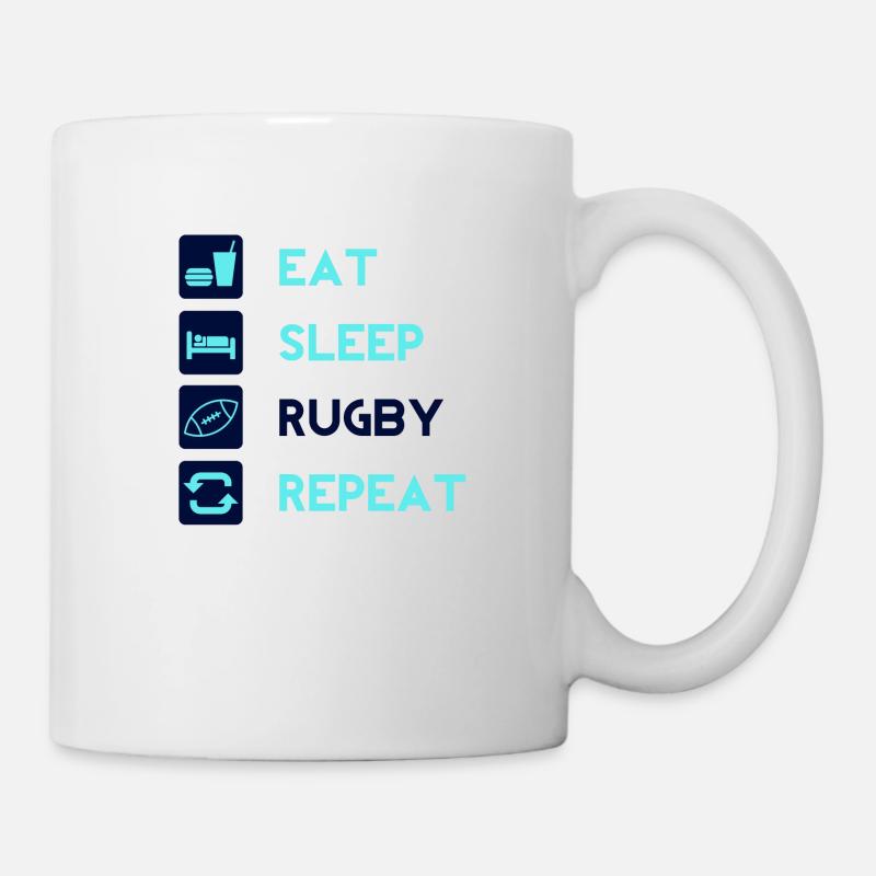 Eat, Sleep, Rugby, Repeat! Men women idea - Mug - white