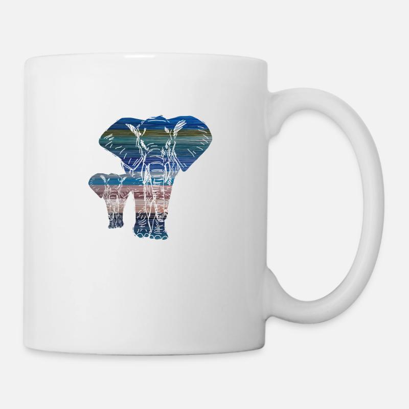 Famille d'éléphants colorés - Mug blanc - blanc