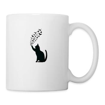 Schwarze Katze - Tasse - Weiß - Rechts