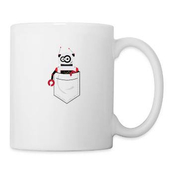 Robot mignon dans la poche, poche de chemise imprimée - Mug blanc - blanc - Droite