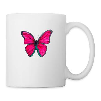 Pinker Schmetterling - Tasse - Weiß - Rechts