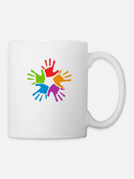 Bunte Hände - Tasse - Weiß