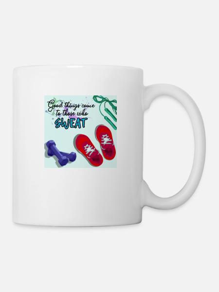 GOOD THINGS COME with fitness - Tasse - Weiß