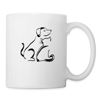 Dog & Cat Outline Black - Mug - white - Right