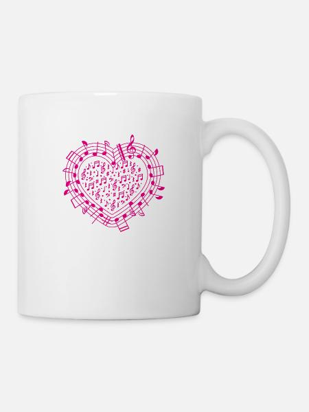 NOTES HEART musique cadeau symboles musicaux - Mug blanc - blanc