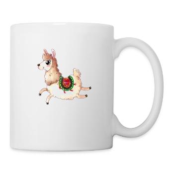 Dessin animé sautant Lama - Mug blanc - blanc - Droite