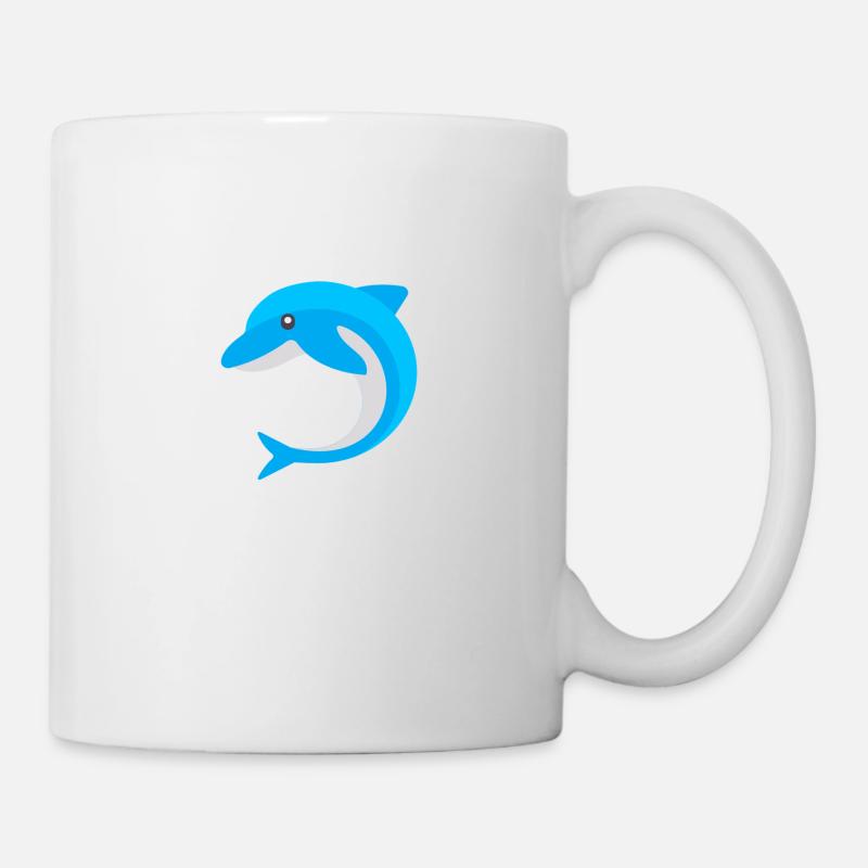 blauer Delphin - Tasse - Weiß